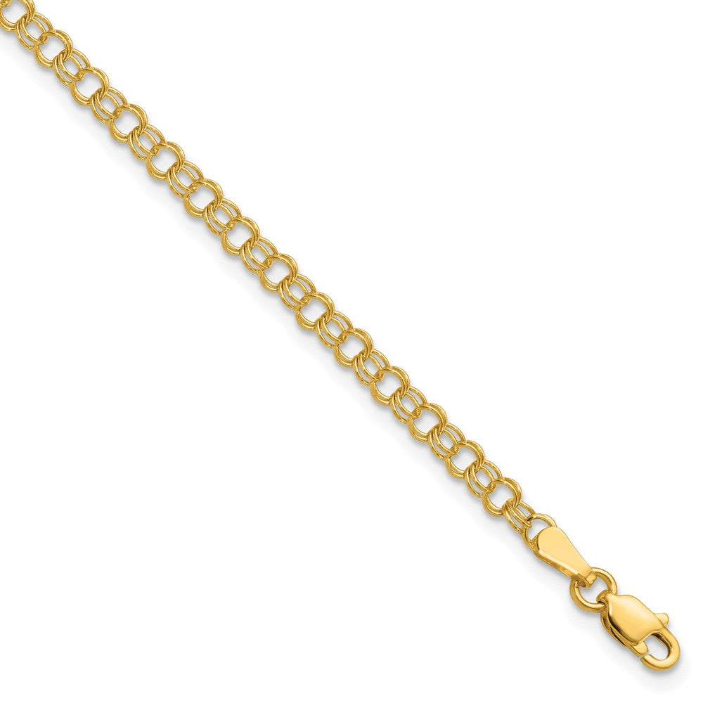 10k 3.5mm Solid Double Link 7 inch Charm Bracelet