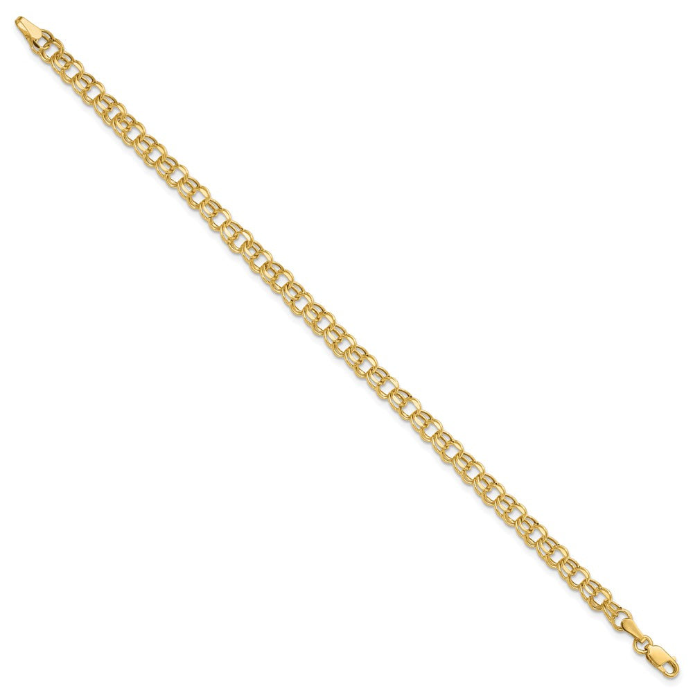 10k 4.5mm Hollow Diamond-cut Double Link 8 inch Charm Bracelet