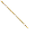 10k 5mm Hollow Diamond-cut Double Link 7 inch Charm Bracelet