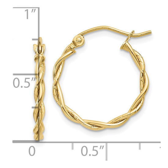 Gold Twisted Tube Hoop Earrings