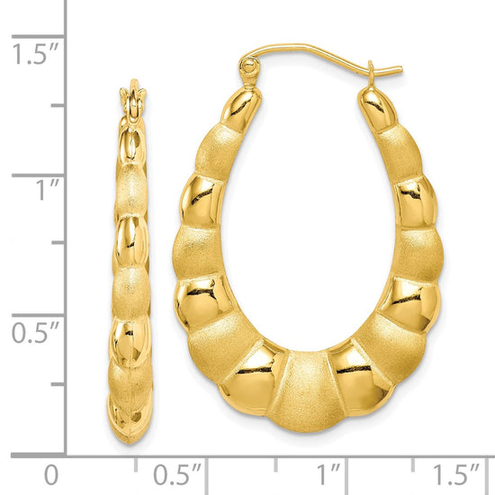 10k Satin and Polished Hollow Fancy Earrings
