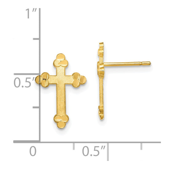 10k Budded Cross Earring