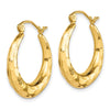 10k Polished & Diamond Cut Hoop Earrings
