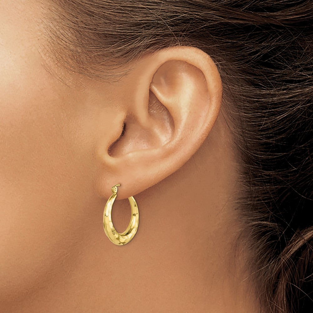 3.5mm Gold Polish Diamond-cut Graduating Hoop Earrings