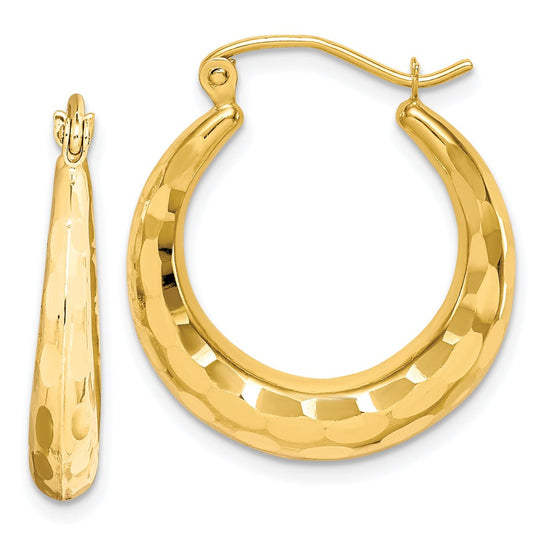 3.5mm Gold Polish Diamond-cut Graduating Hoop Earrings