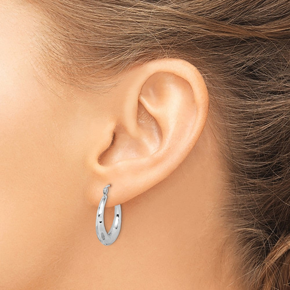 3.5mm Gold Polish Diamond-cut Graduating Hoop Earrings