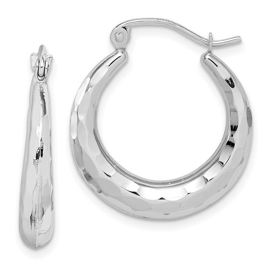 3.5mm Gold Polish Diamond-cut Graduating Hoop Earrings