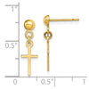Gold Cross Dangle Post Earrings