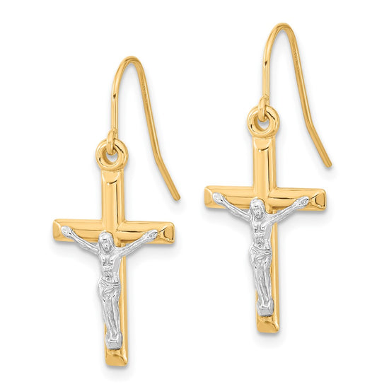 Gold Crucifix Dangle Earrings