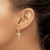 10k Two-tone Polished Crucifix Earrings