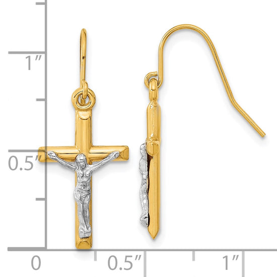 Gold Crucifix Dangle Earrings