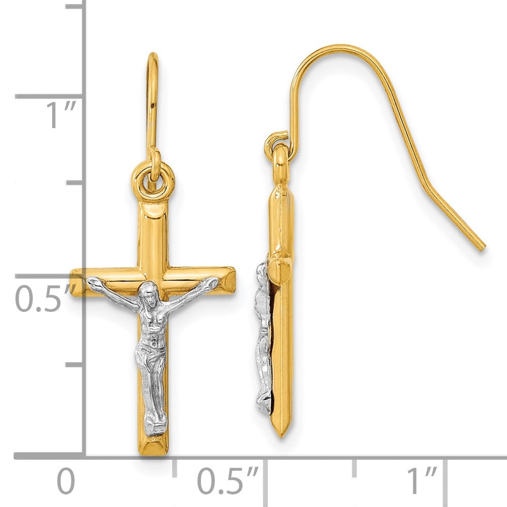 Gold Crucifix Dangle Earrings