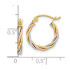 10k Tri-color Polished 2.5mm Twisted Hoop Earrings