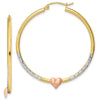 Gold Two-tone w/Rhodium Heart Hoop Earrings
