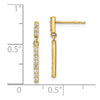 10K CZ Bar Dangle Post Earrings