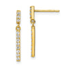 10K CZ Bar Dangle Post Earrings
