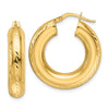 10ky Polished & Diamond-cut 6mm Hollow Round Hoop Earrings