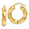 10ky Polished 5.25mm Hollow Twisted Round Hoop Earrings