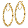 10k Polished and D/C Rope 2.95mm Hoop Earrings