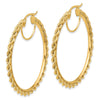 10k Polished and D/C Rope 2.95mm Hoop Earrings