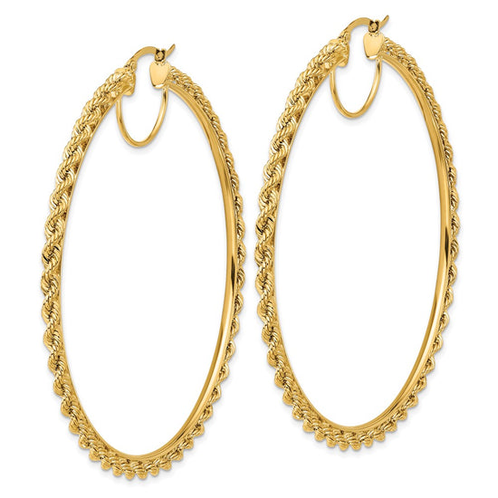 2.95mm Gold Diamond-Cut Rope Hoop Earrings