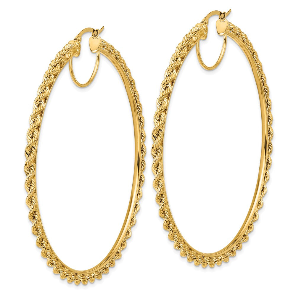 2.95mm Gold Diamond-Cut Rope Hoop Earrings