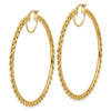 10k Polished and D/C Rope 2.95mm Hoop Earrings