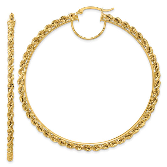 2.95mm Gold Diamond-Cut Rope Hoop Earrings