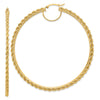 10k Polished and D/C Rope 2.95mm Hoop Earrings