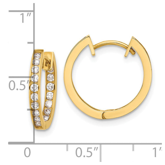 10K Polished 2.2mm CZ Hinged In/Out Hoop Earrings