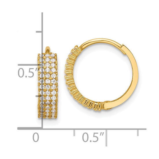 10K Polished 4mm CZ Hinged Hoop Earrings