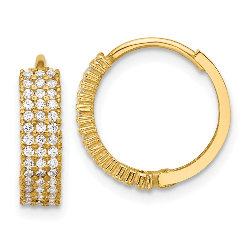 10K Polished 4mm CZ Hinged Hoop Earrings
