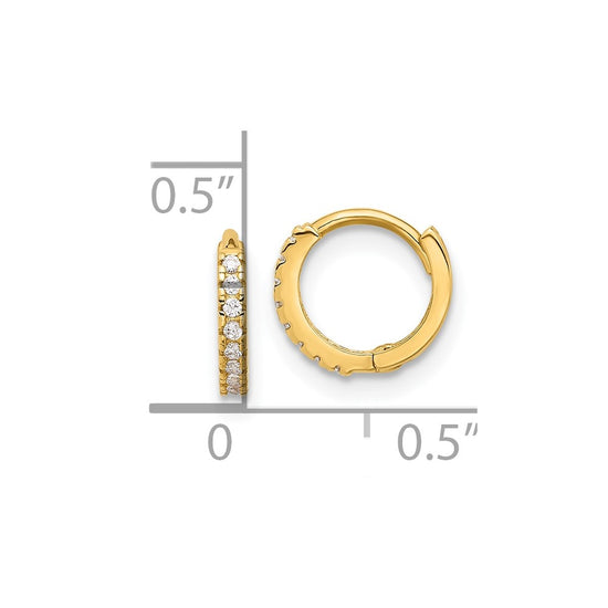 10K Polished 1.5mm CZ Hinged Hoop Earrings