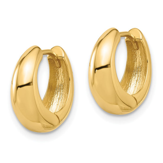 10K Polished Hinged Huggie Hoop Earrings