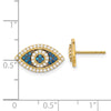10K Polished Blue & Clear CZ Evil Eye Post Earrings