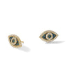 10K Polished Blue & Clear CZ Evil Eye Post Earrings