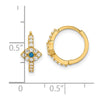 10K Polished Clear & Blue CZ Evil Eye Hinged Hoop Earrings