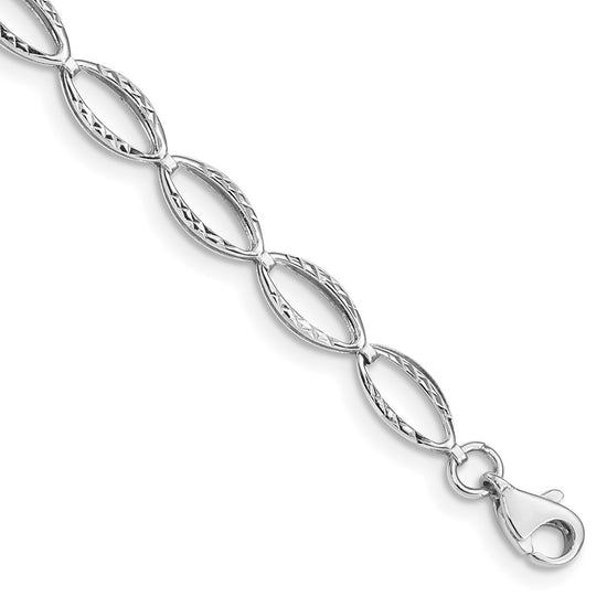 10k White Gold Polished Oval Link Bracelet