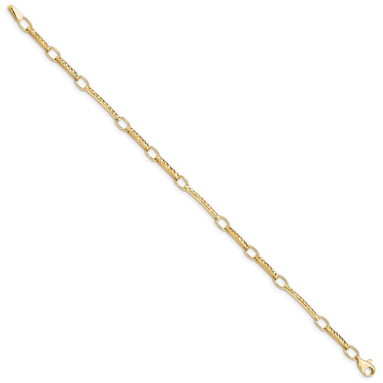 10k Polished and Textured Fancy Link Bracelet