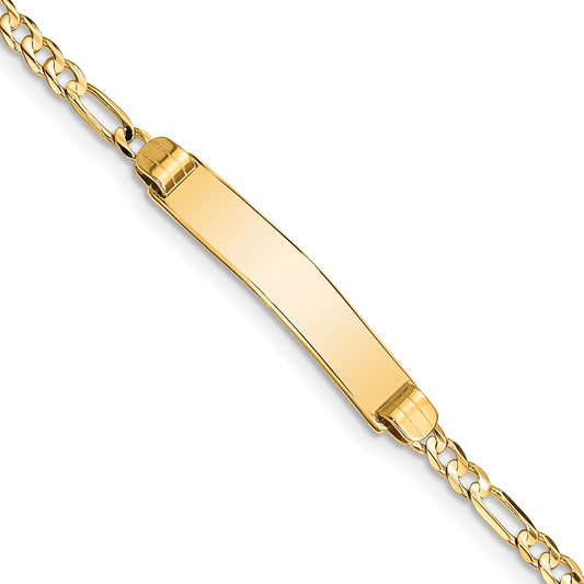 10k Polished Solid Chain/Solid Plate Figaro Link 25x5mm Plate 7 inch ID Bracelet