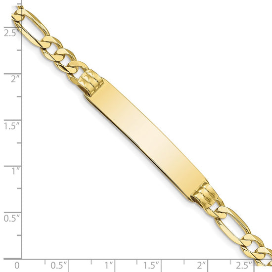 10k Polished Solid Chain/Solid Plate Figaro Link 39x8mm Plate 7 inch ID Bracelet