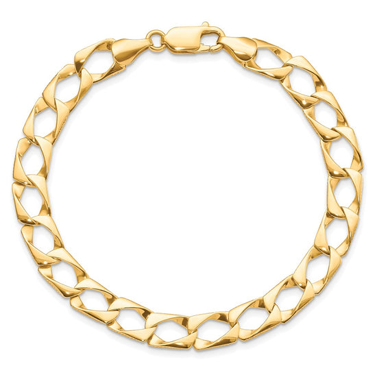 10k 7.4mm Satin & Diamond-cut Fancy Link Bracelet