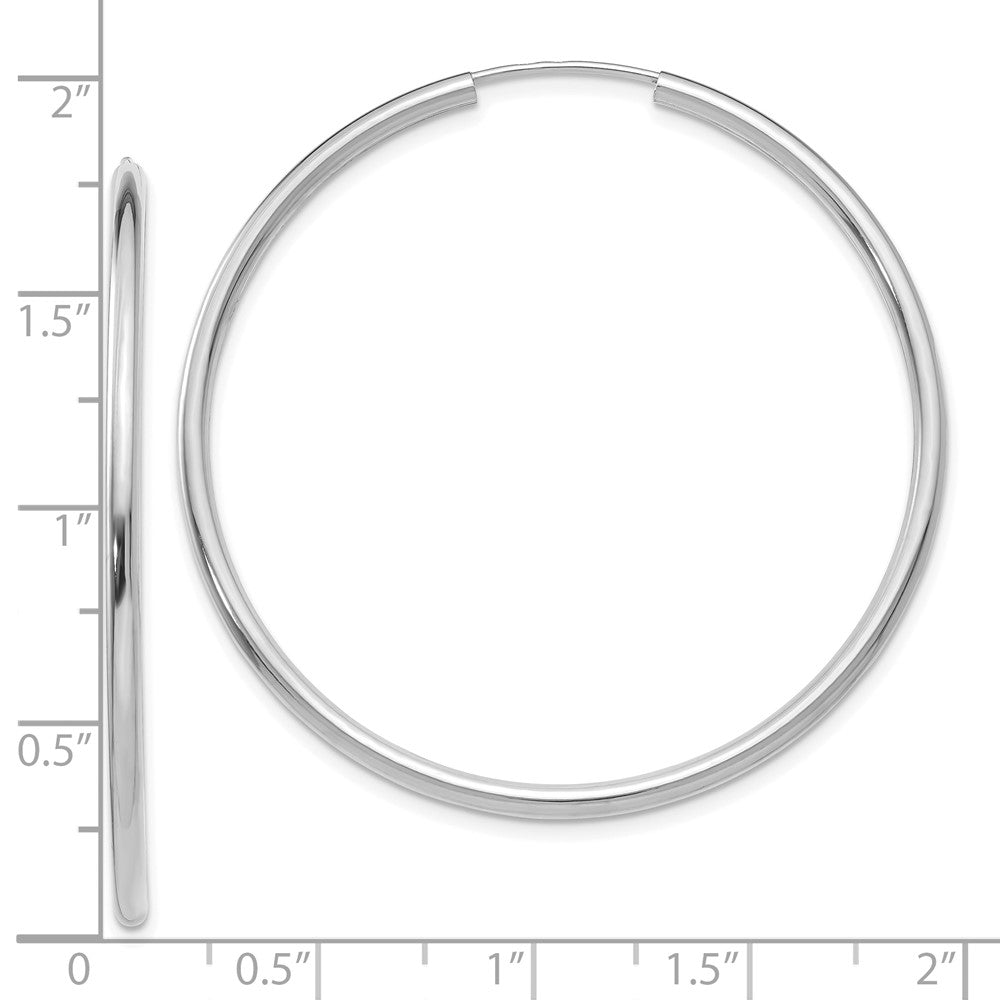 10k White Gold Polished Endless 2mm Hoop Earrings