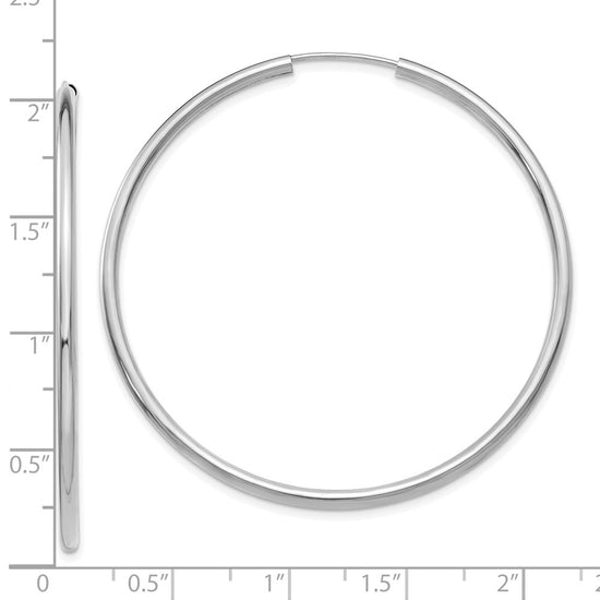 10k White Gold Polished Endless 2mm Hoop Earrings