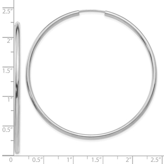 10k White Gold Polished Endless 2mm Hoop Earrings