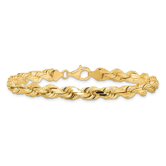 Gold (10K & 14K) Diamond-Cut Rope Chain — 6.5 mm