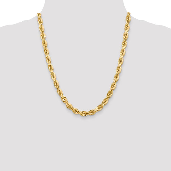 Gold (10K & 14K) Diamond-Cut Rope Chain — 7 mm