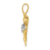 10k & Rhodium Polished Open-Backed Scuba Diver Pendant