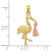 Gold Two-tone Stork with Baby Pendant