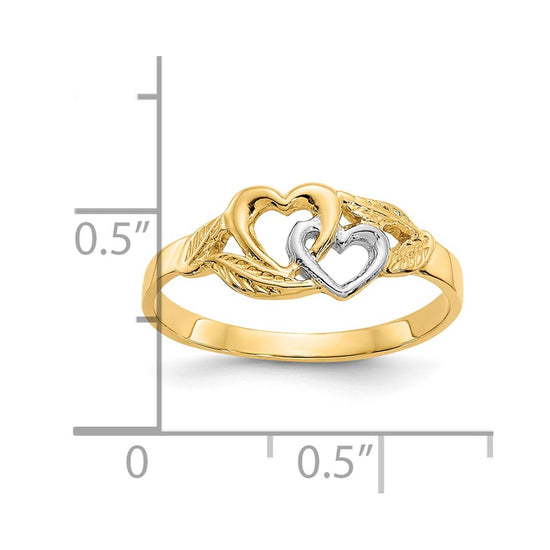 Gold Two-Tone Polished Heart Rings